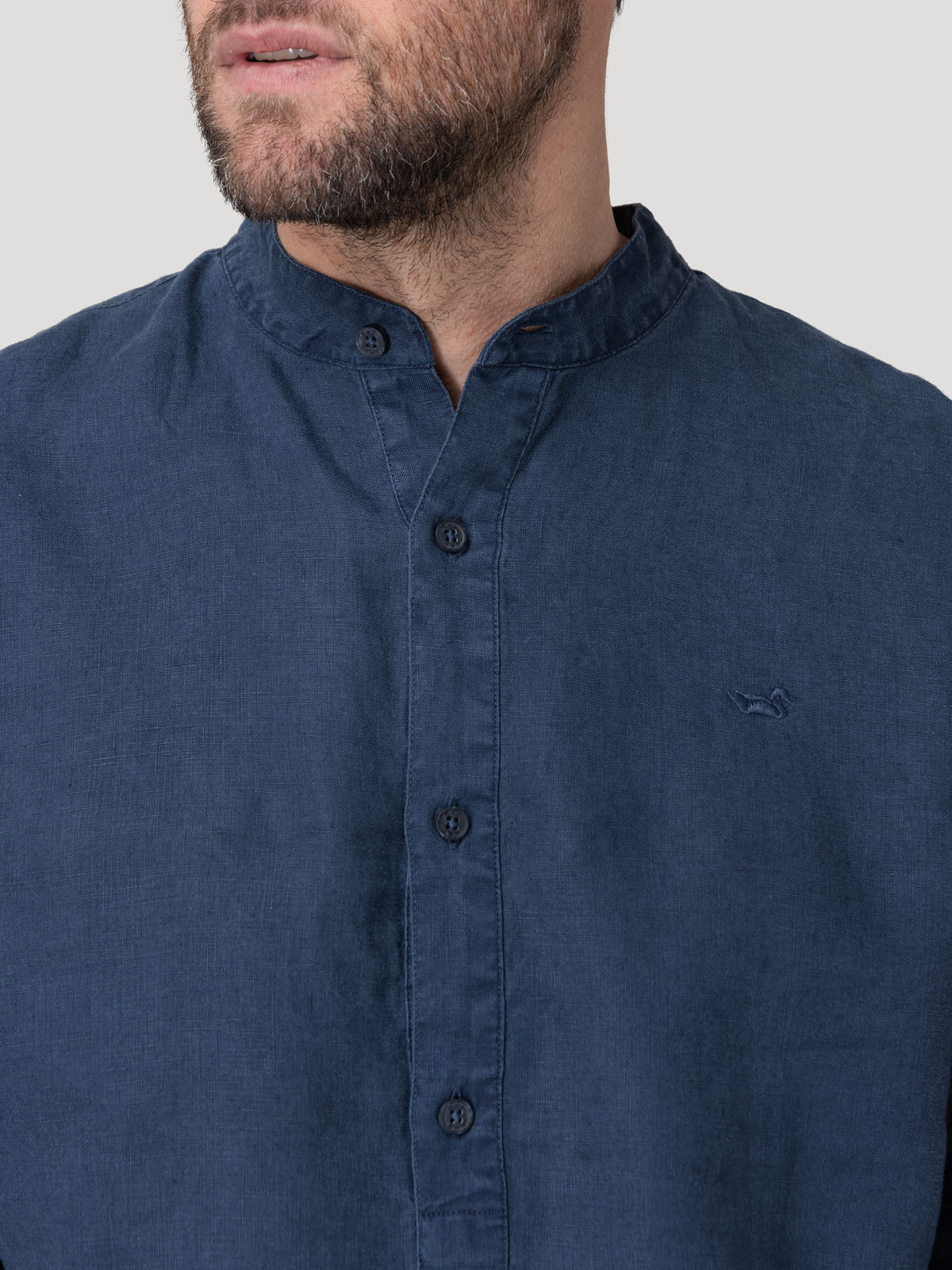 Camisa Lino Orgánico Hombre Linenmao Azul Rockford