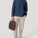 Camisa Lino Orgánico Hombre Linenmao Azul Rockford