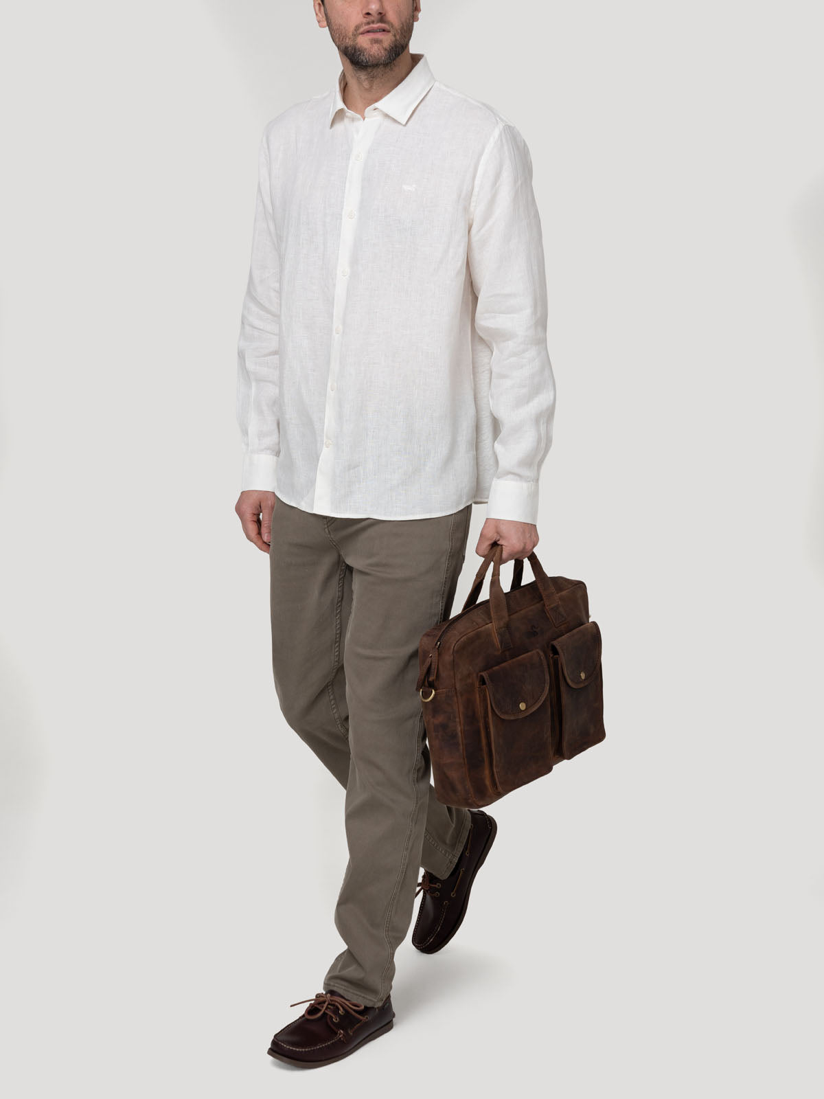 Camisa Lino Orgánico Hombre Linenjer Beige Rockford