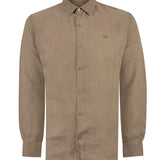Camisa Lino Orgánico Hombre Linenjer Café Rockford
