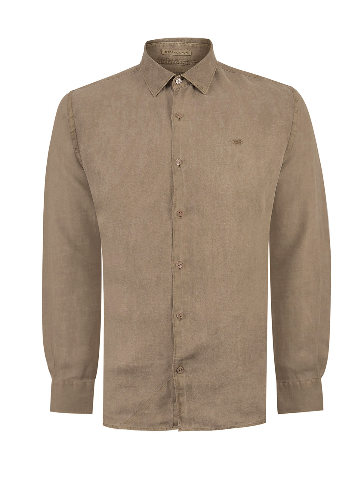 Camisa Lino Orgánico Hombre Linenjer Café Rockford