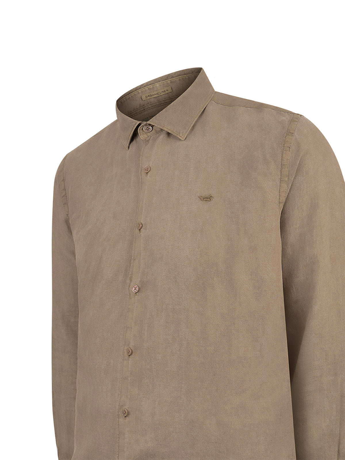 Camisa Lino Orgánico Hombre Linenjer Café Rockford