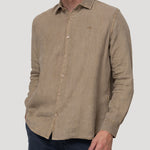 Camisa Lino Orgánico Hombre Linenjer Café Rockford