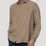 Camisa Lino Orgánico Hombre Linenjer Café Rockford