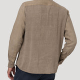 Camisa Lino Orgánico Hombre Linenjer Café Rockford