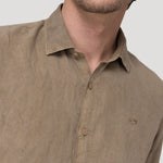 Camisa Lino Orgánico Hombre Linenjer Café Rockford