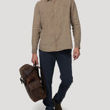 Camisa Lino Orgánico Hombre Linenjer Café Rockford