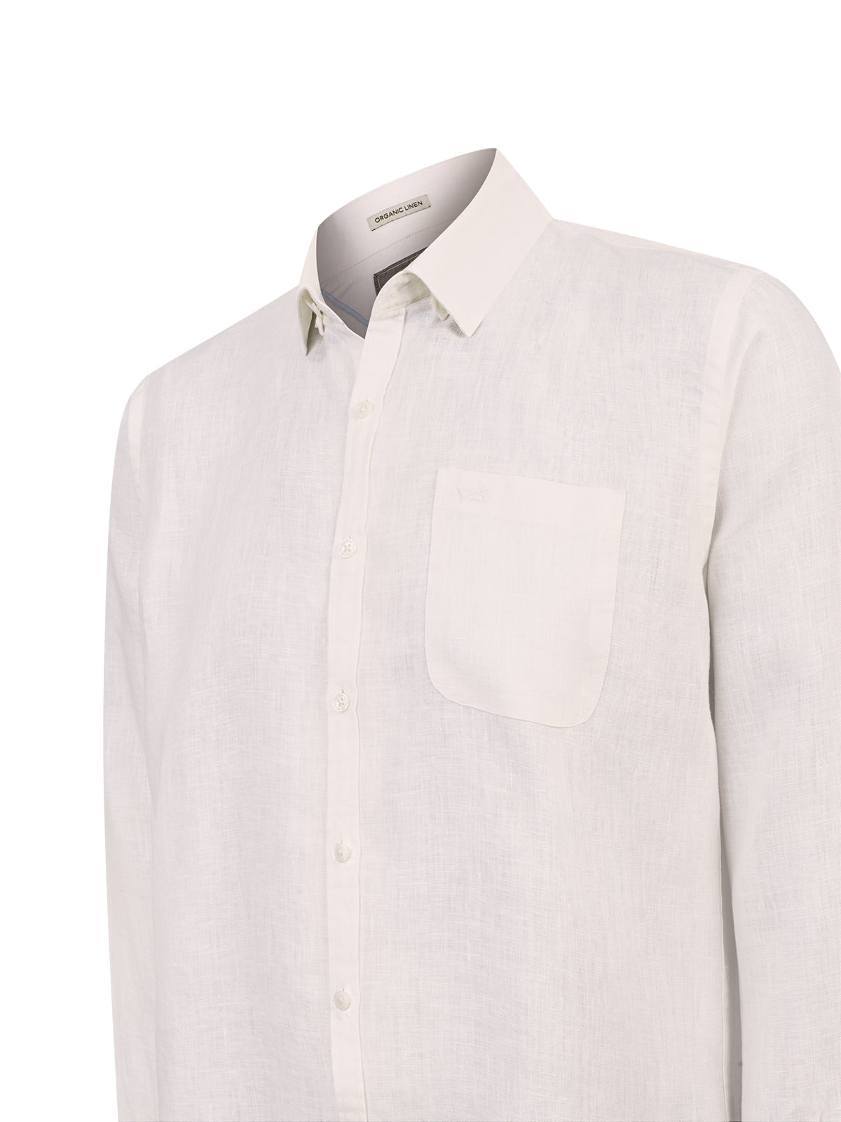 Camisa Lino Orgánico Hombre Claslinen Blanco Rockford