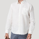 Camisa Lino Orgánico Hombre Claslinen Blanco Rockford