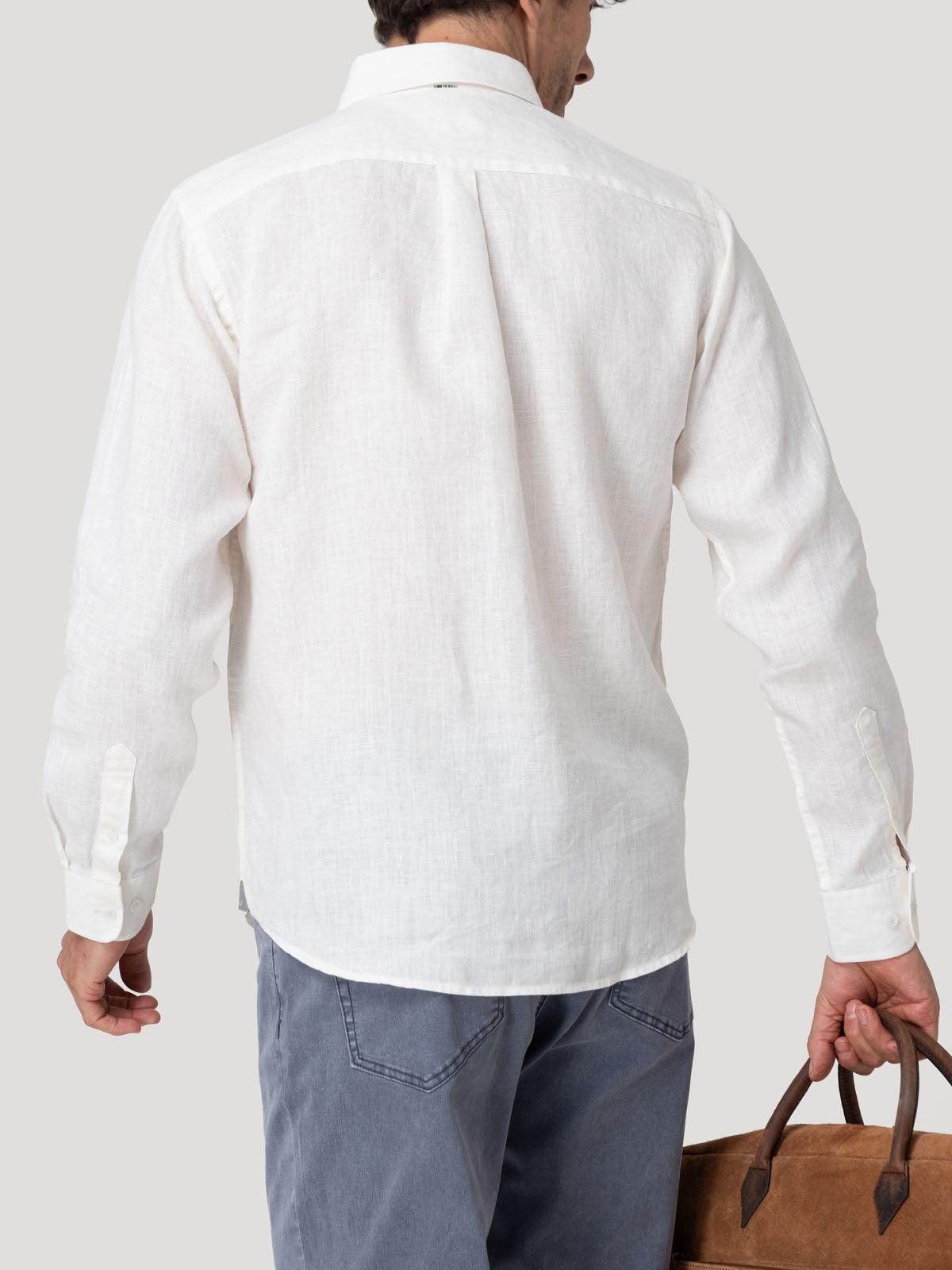 Camisa Lino Orgánico Hombre Claslinen Blanco Rockford