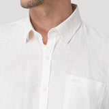 Camisa Lino Orgánico Hombre Claslinen Blanco Rockford