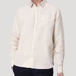 Camisa Lino Orgánico Hombre Claslinen Café Rockford