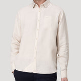 Camisa Lino Orgánico Hombre Claslinen Café Rockford