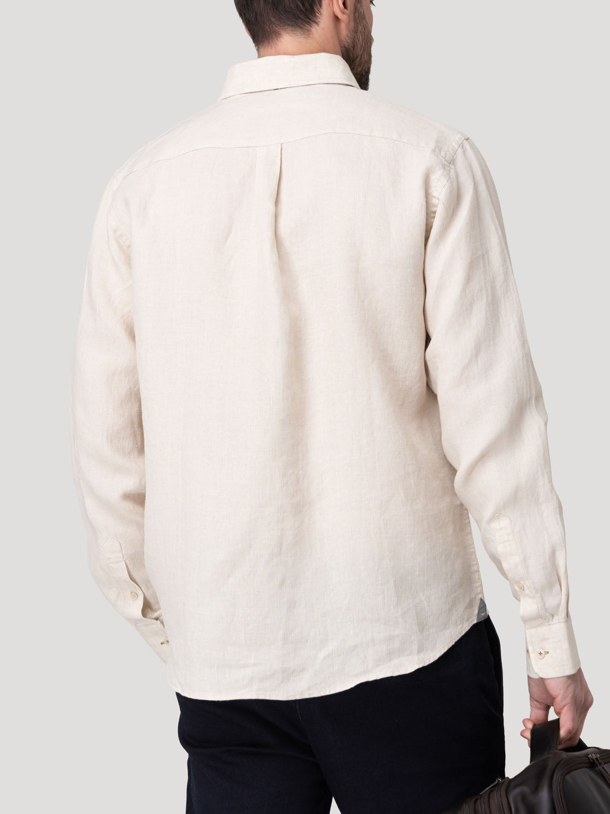 Camisa Lino Orgánico Hombre Claslinen Café Rockford