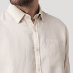 Camisa Lino Orgánico Hombre Claslinen Café Rockford