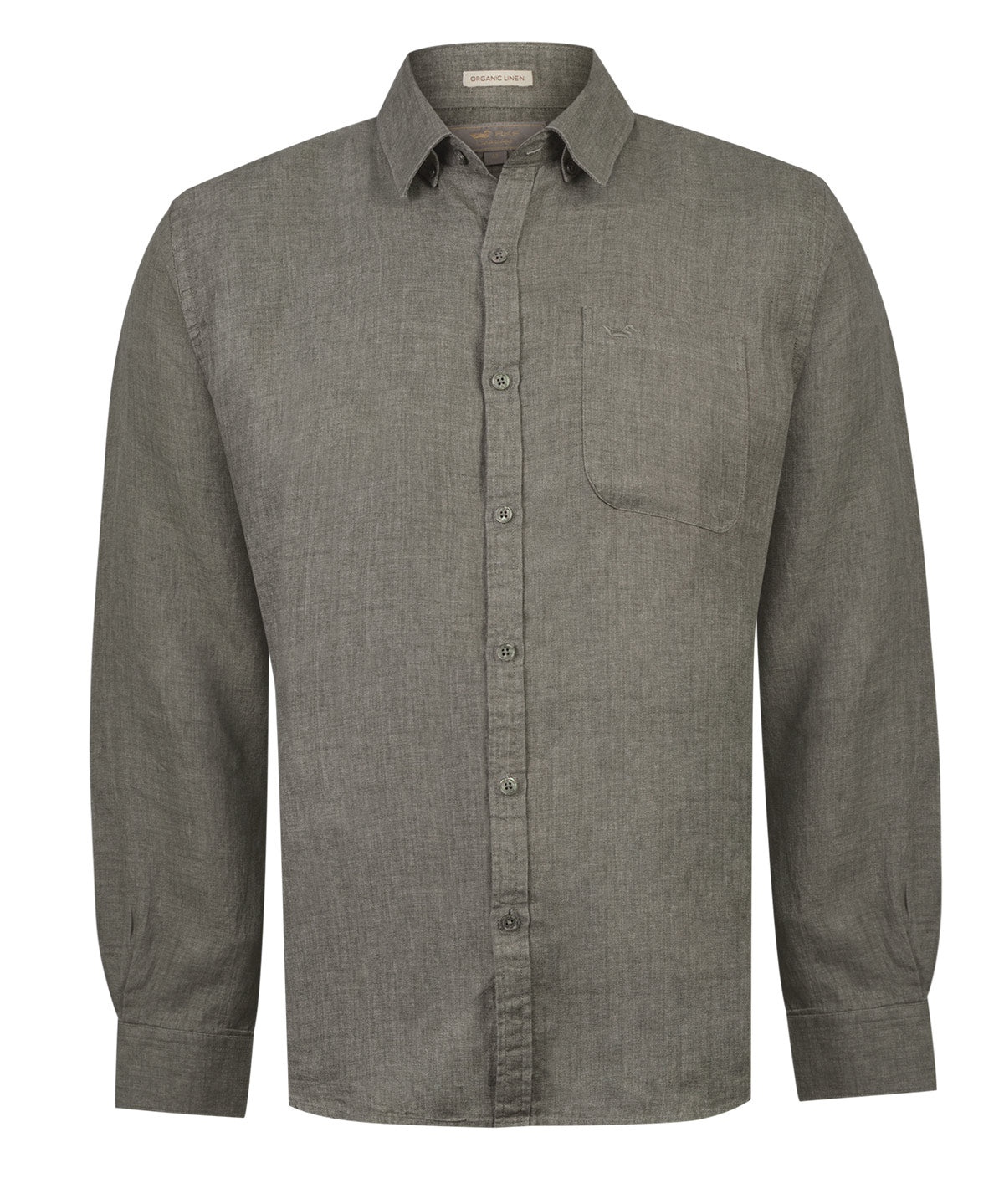 Camisa Lino Orgánico Hombre Claslinen Verde Rockford