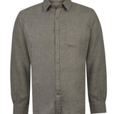 Camisa Lino Orgánico Hombre Claslinen Verde Rockford