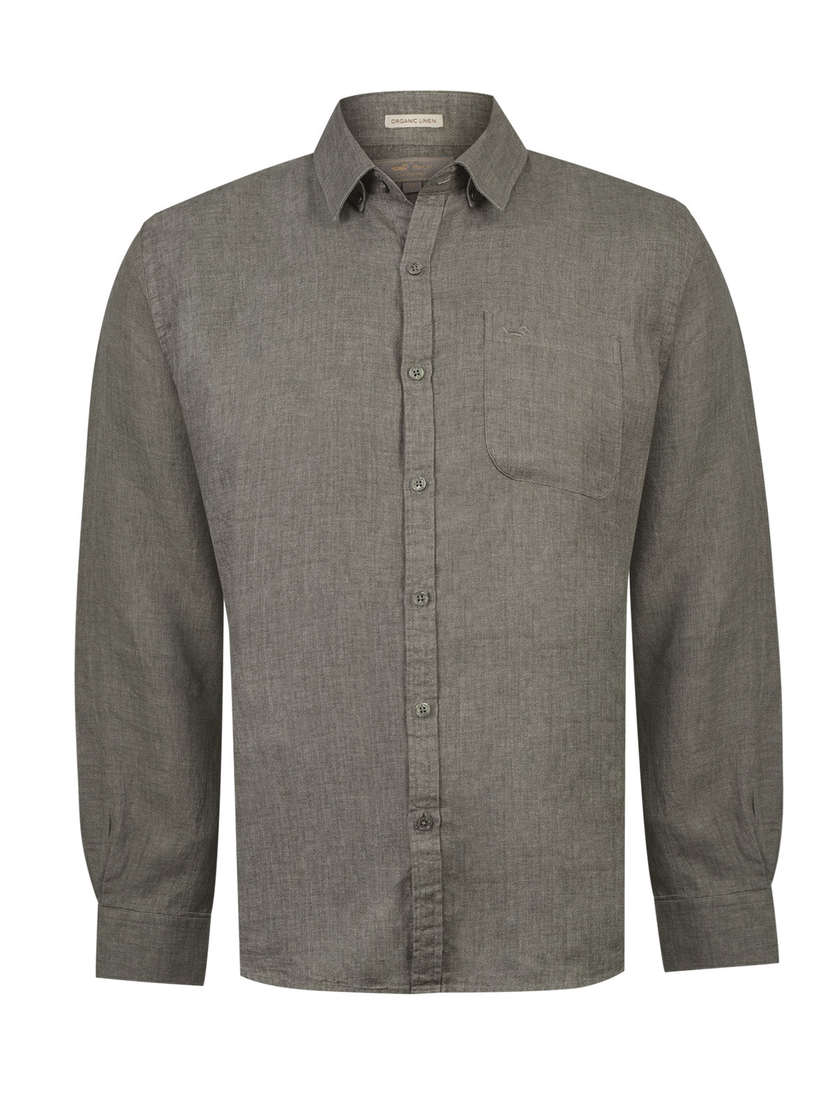 Camisa Lino Orgánico Hombre Claslinen Verde Rockford