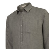 Camisa Lino Orgánico Hombre Claslinen Verde Rockford