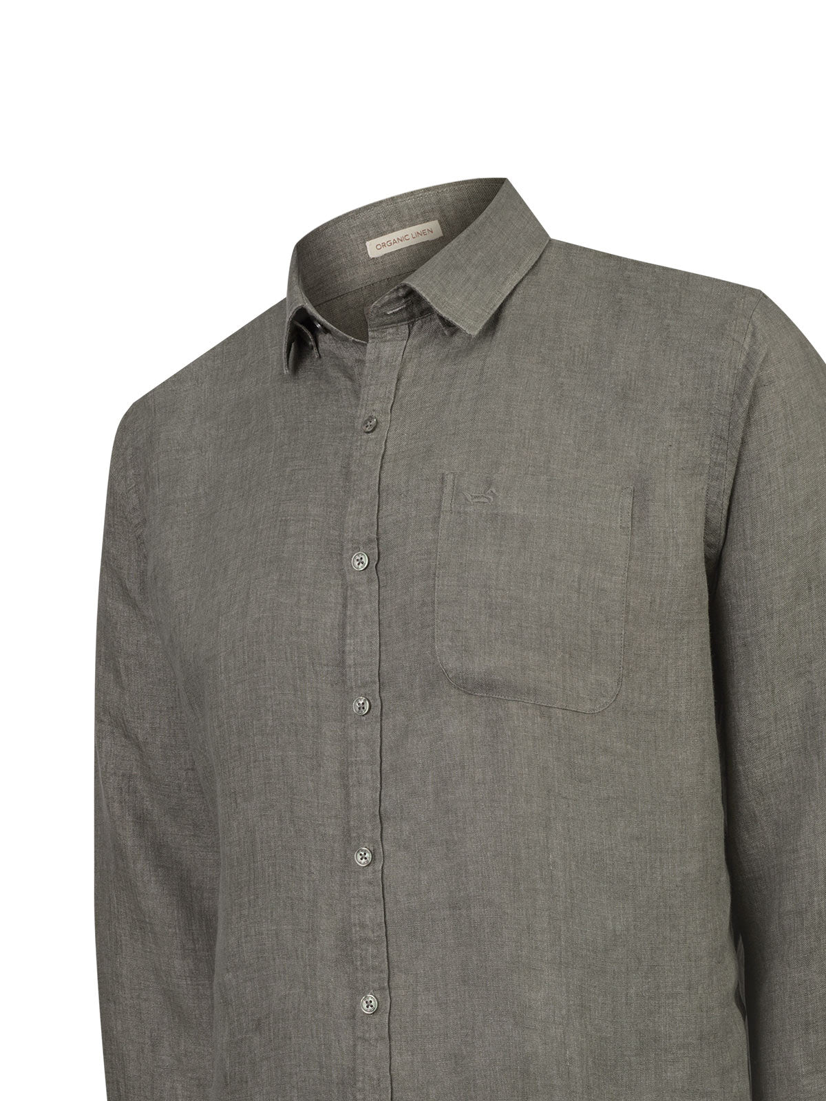 Camisa Lino Orgánico Hombre Claslinen Verde Rockford