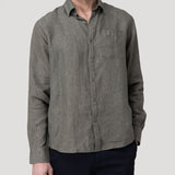 Camisa Lino Orgánico Hombre Claslinen Verde Rockford