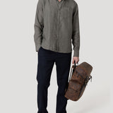 Camisa Lino Orgánico Hombre Claslinen Verde Rockford