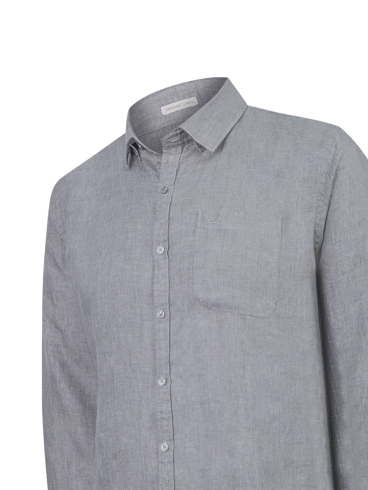 Camisa Lino Orgánico Hombre Claslinen Gris Rockford