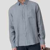 Camisa Lino Orgánico Hombre Claslinen Gris Rockford
