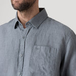Camisa Lino Orgánico Hombre Claslinen Gris Rockford