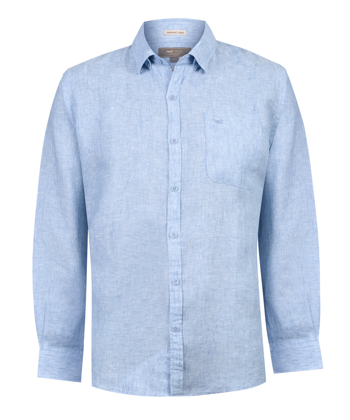 Camisa Lino Orgánico Hombre Claslinen Celeste Rockford