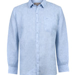 Camisa Lino Orgánico Hombre Claslinen Celeste Rockford