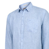 Camisa Lino Orgánico Hombre Claslinen Celeste Rockford