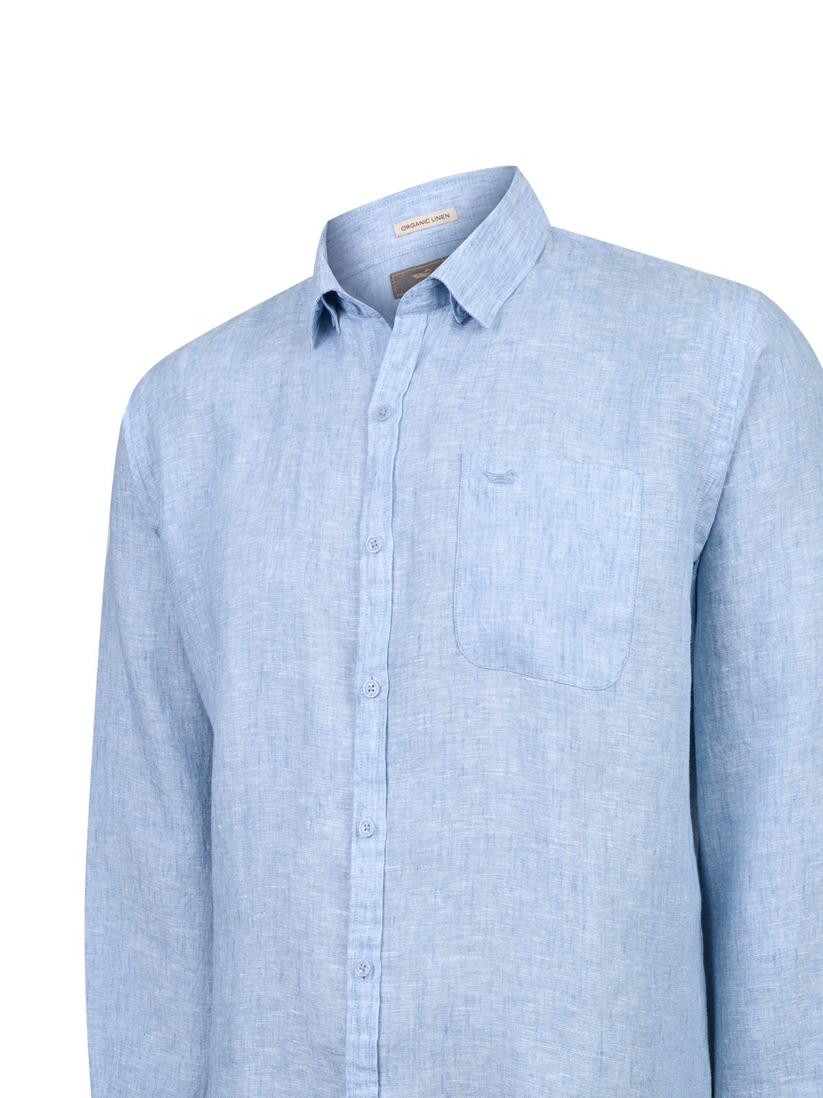 Camisa Lino Orgánico Hombre Claslinen Celeste Rockford