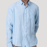 Camisa Lino Orgánico Hombre Claslinen Celeste Rockford
