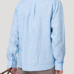 Camisa Lino Orgánico Hombre Claslinen Celeste Rockford