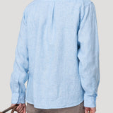 Camisa Lino Orgánico Hombre Claslinen Celeste Rockford