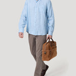 Camisa Lino Orgánico Hombre Claslinen Celeste Rockford