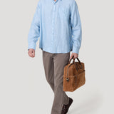 Camisa Lino Orgánico Hombre Claslinen Celeste Rockford