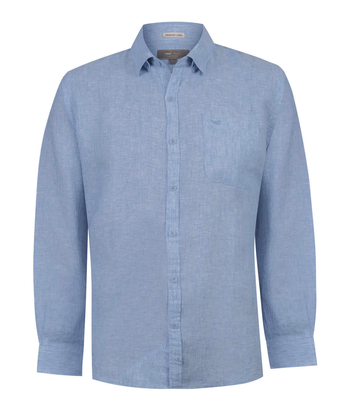 Camisa Lino Orgánico Hombre Claslinen Azul Rockford