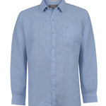 Camisa Lino Orgánico Hombre Claslinen Azul Rockford