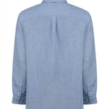 Camisa Lino Orgánico Hombre Claslinen Azul Rockford