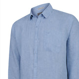 Camisa Lino Orgánico Hombre Claslinen Azul Rockford