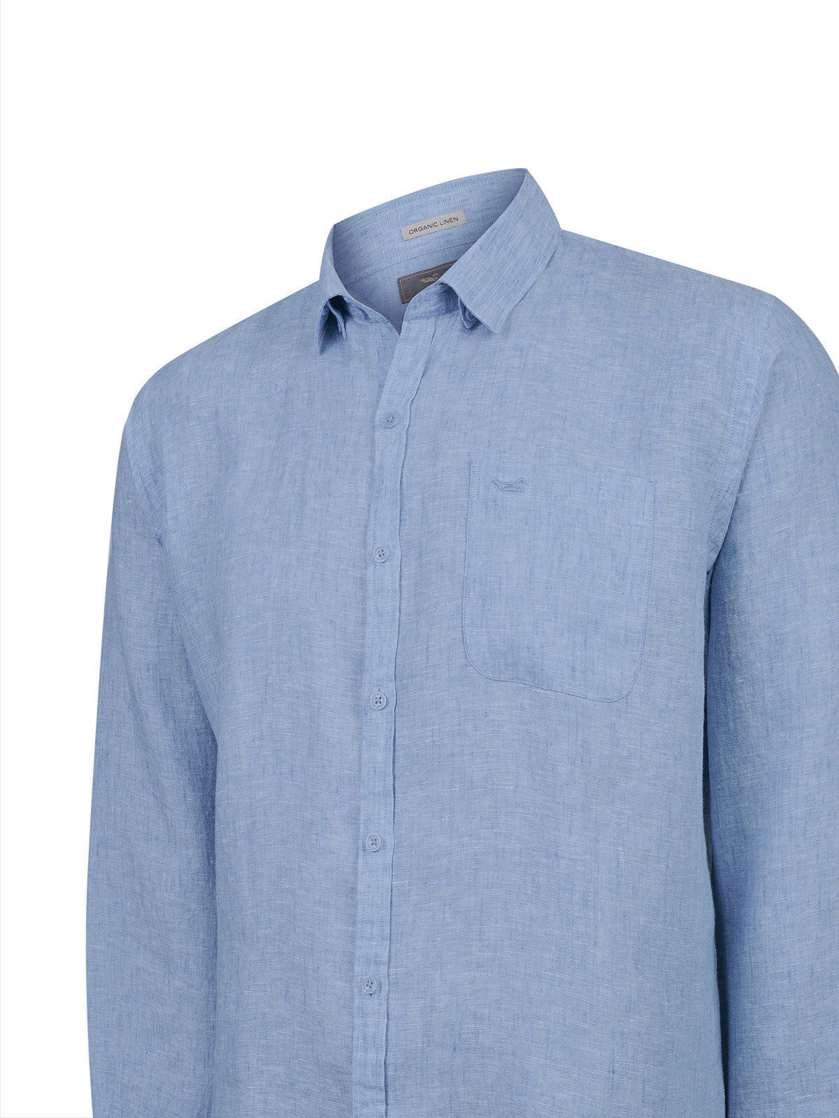 Camisa Lino Orgánico Hombre Claslinen Azul Rockford
