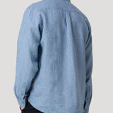 Camisa Lino Orgánico Hombre Claslinen Azul Rockford