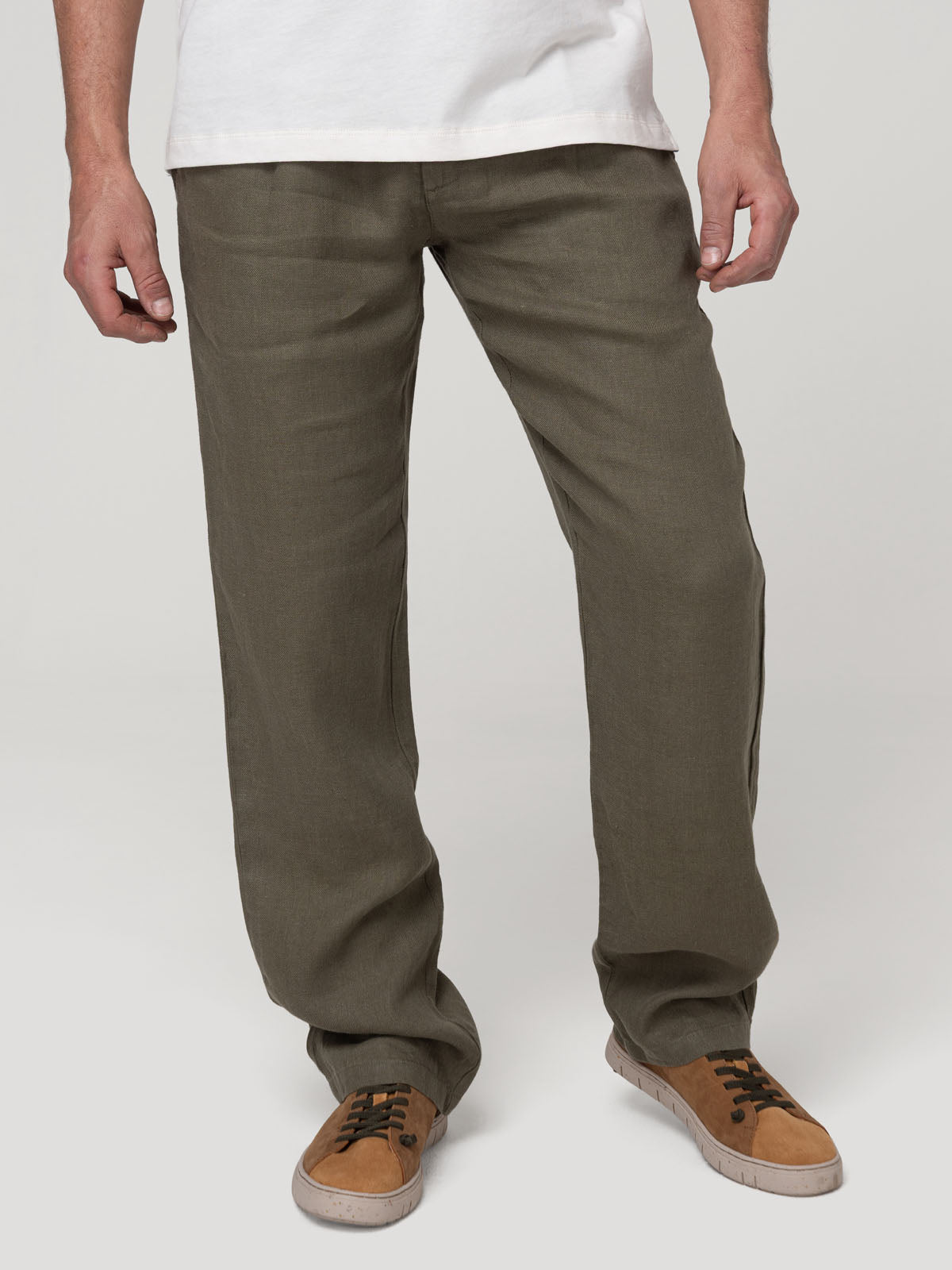 Pantalón Lino Orgánico Hombre Capri Verde Rockford
