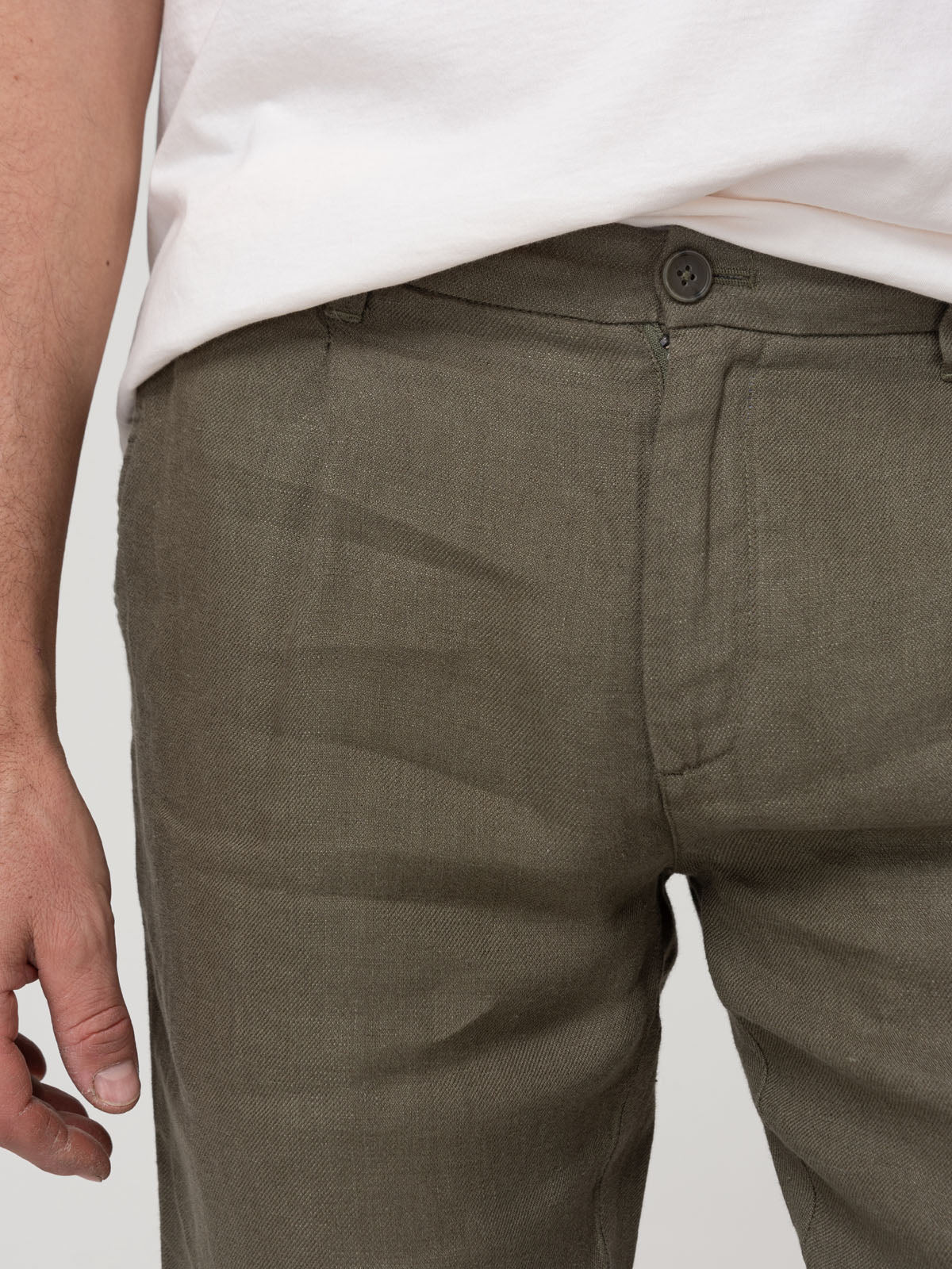 Pantalón Lino Orgánico Hombre Capri Verde Rockford