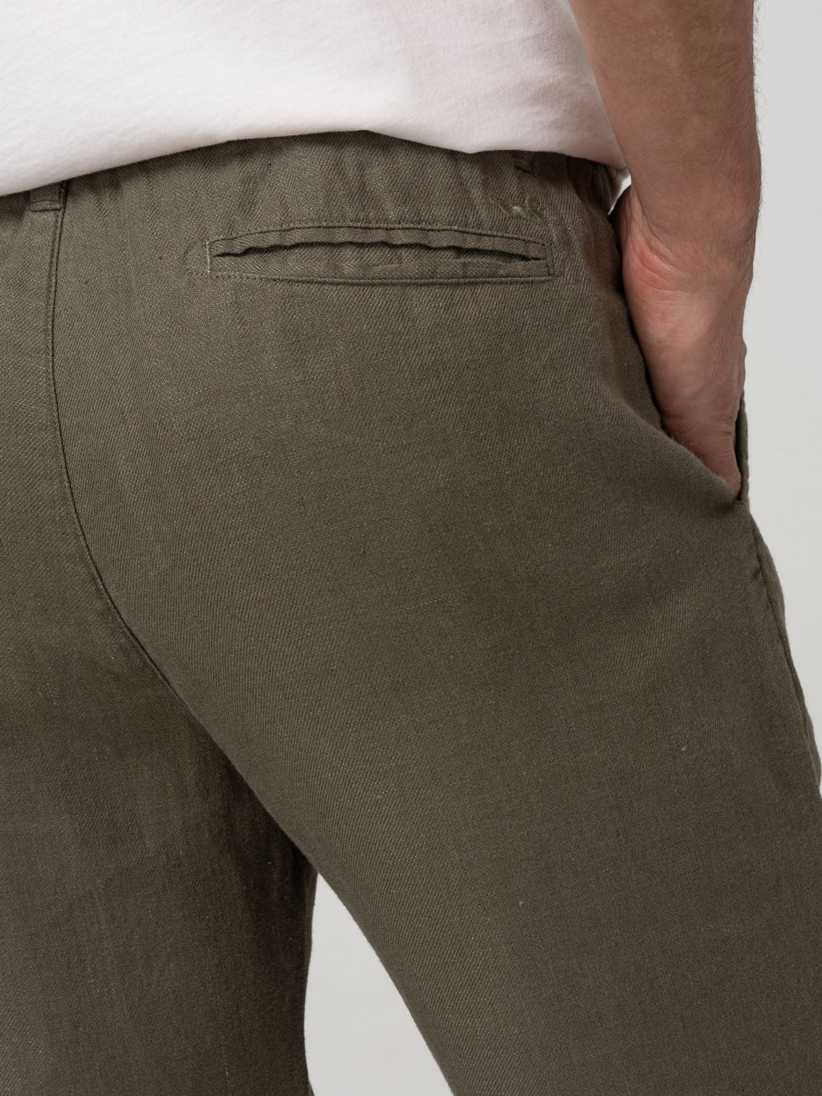 Pantalón Lino Orgánico Hombre Capri Verde Rockford