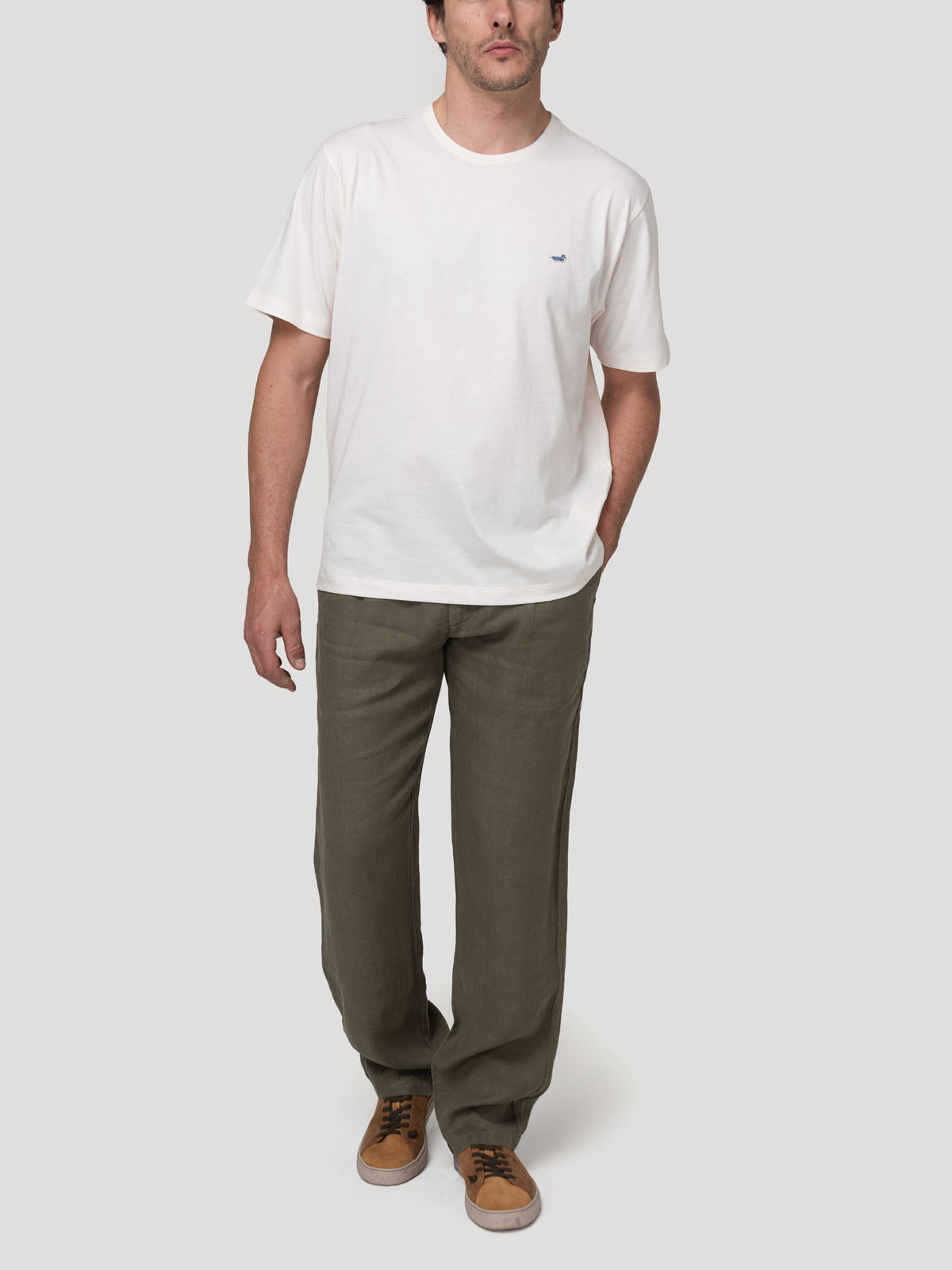 Pantalón Lino Orgánico Hombre Capri Verde Rockford