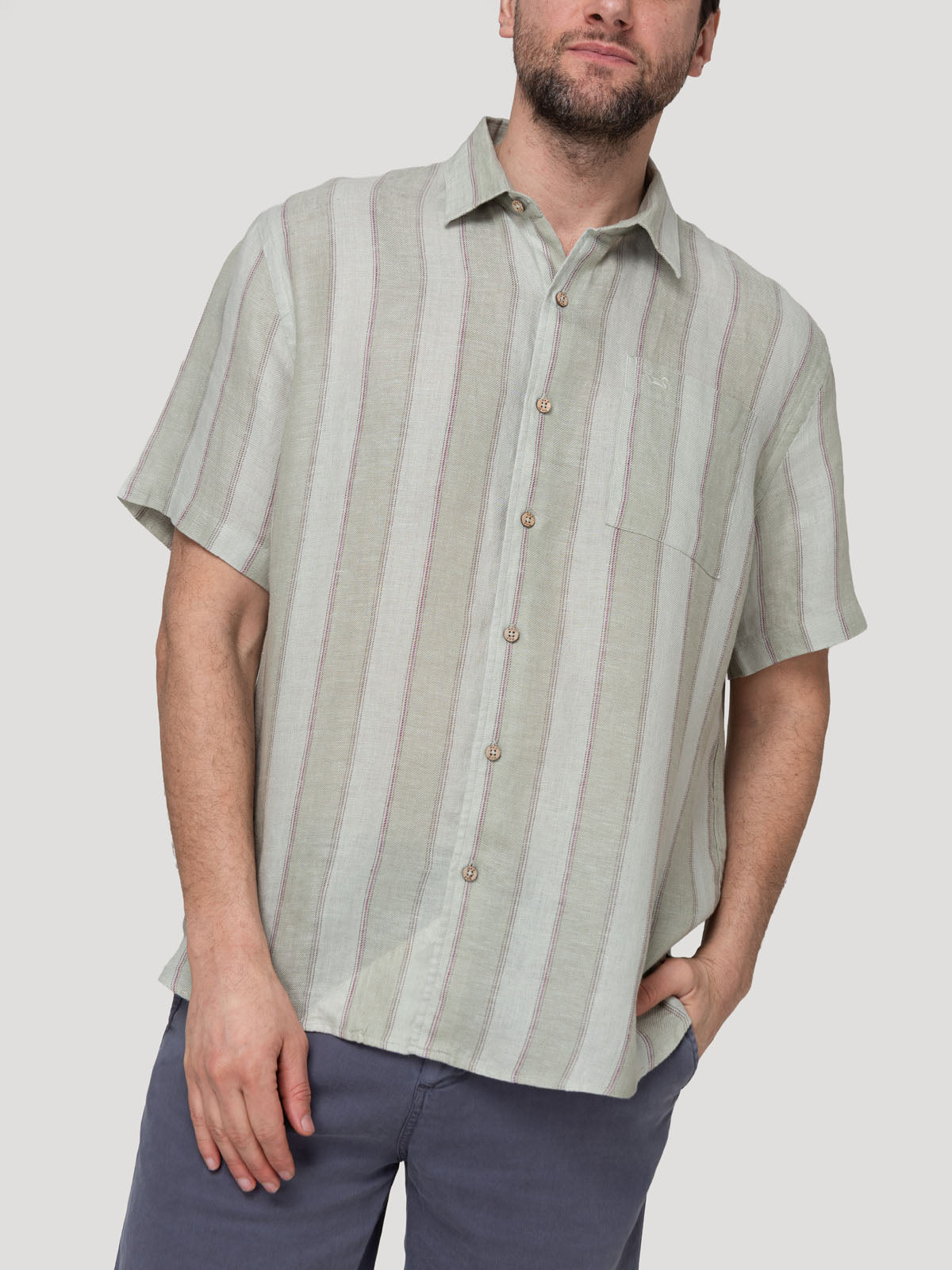 Camisa Lino Orgánico Hombre Duna Café Rockford
