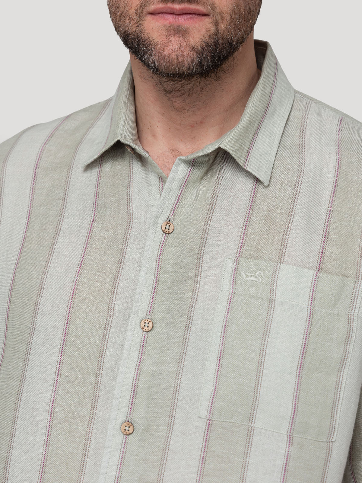 Camisa Lino Orgánico Hombre Duna Café Rockford